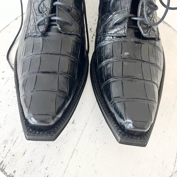 Rod Patrick Womens Lace Up Shoes 9.5 C Black Caiman Western Boots Loafers Ankle - Picture 6 of 12